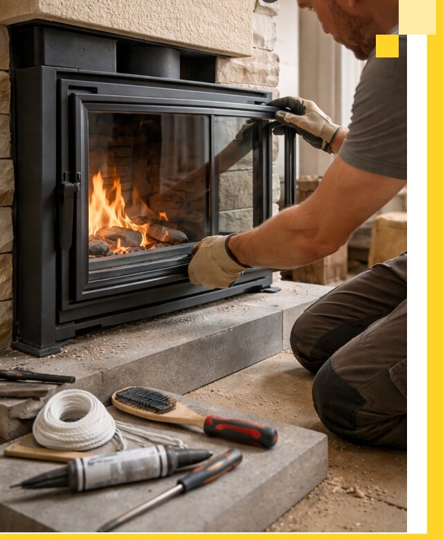 Производство, монтаж и доставка каминов со стеклом в Серове