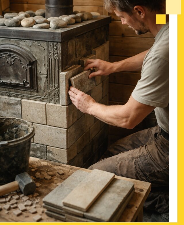 Облицовка банных печей в Серове профессиональная отделка