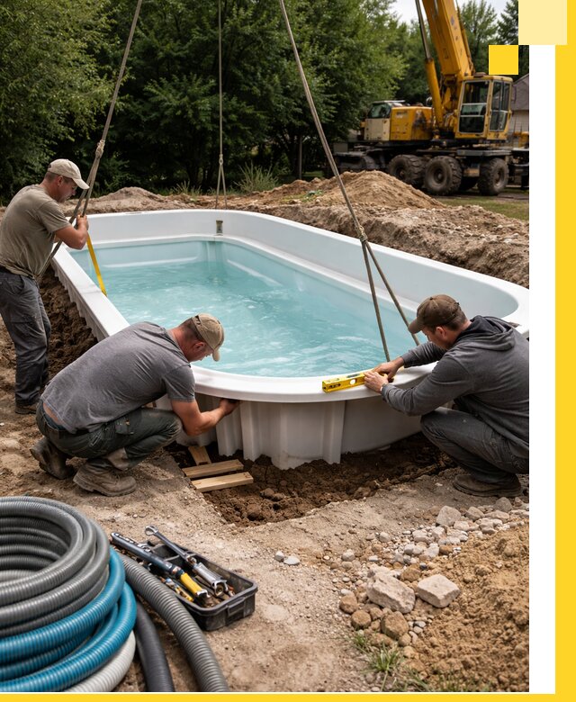 Установка и монтаж композитных бассейнов под ключ в Серове