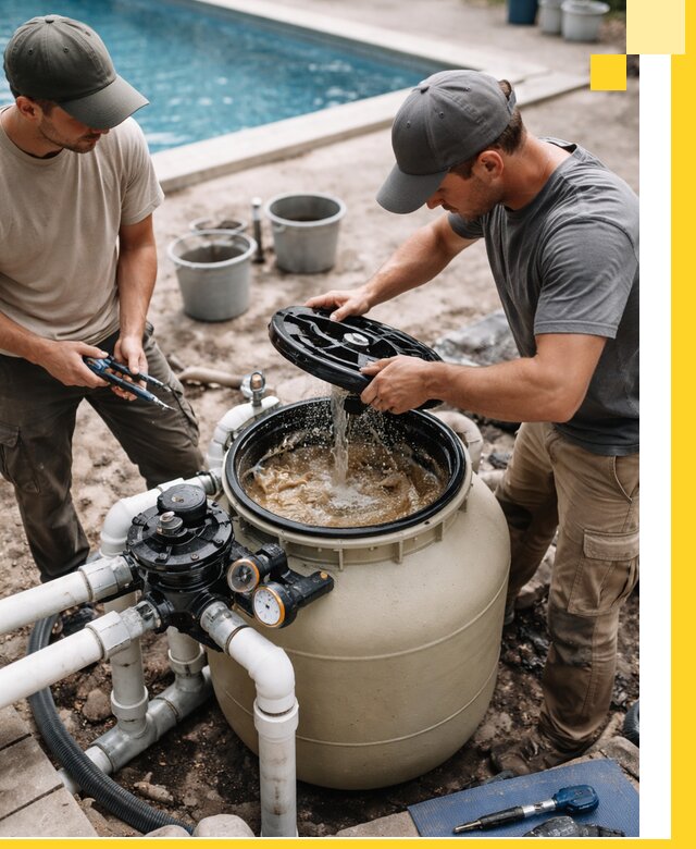 Установка и обслуживание песочных фильтров для бассейнов в Серове