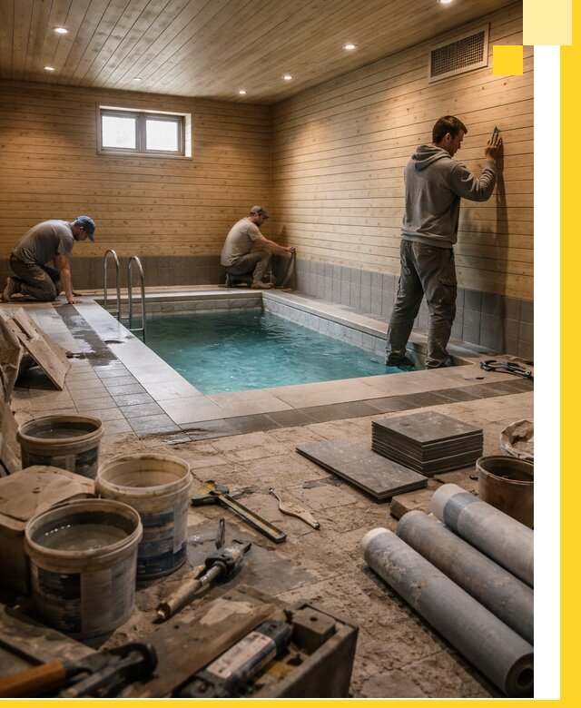 Строительство бани с бассейном и сауной под ключ в Серове