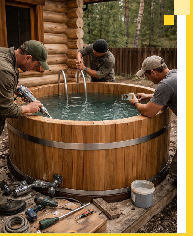 Строительство бань с купелью под ключ и отделкой в Серове