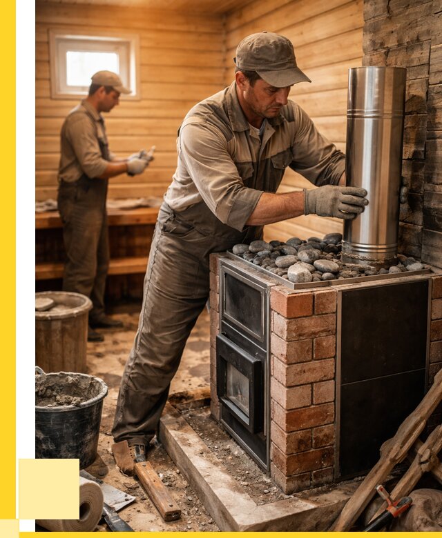 Монтаж печи в бане под ключ в Серове от 20404 р. | ЭриданСрв