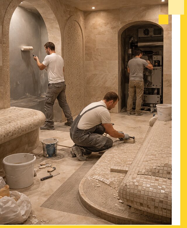 Строительство бани с хамамом и бассейном под ключ в Серове