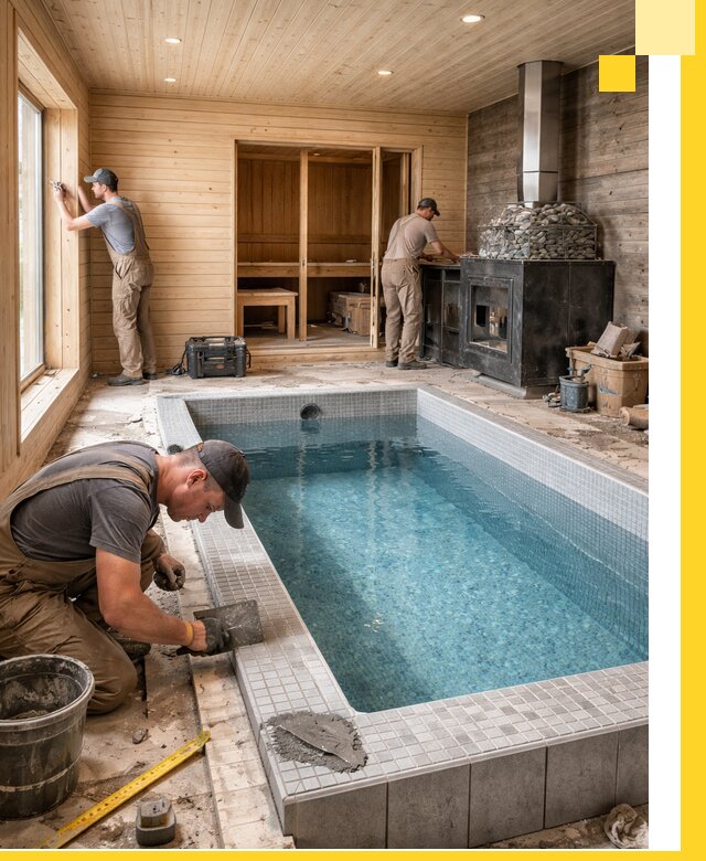 Проект бани с бассейном и сауной в Серове под ключ