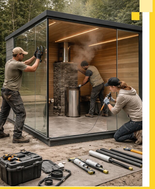 Проектирование и строительство стеклянных бань в Серове