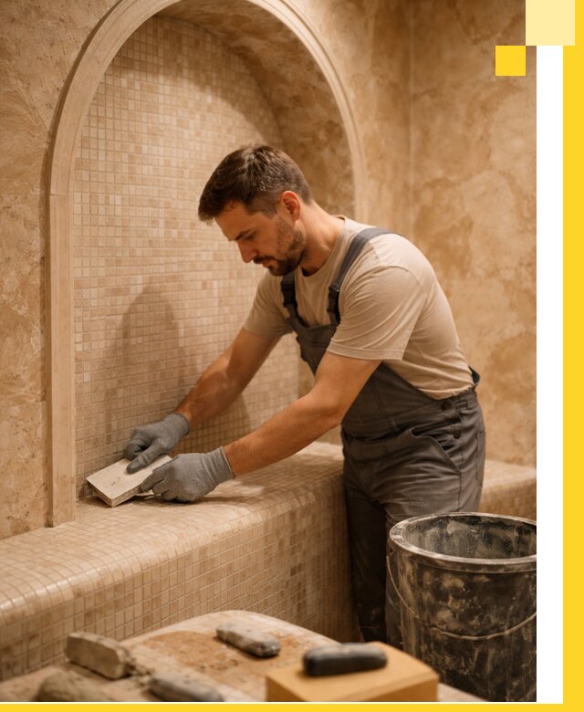 Профессиональная отделка хамамов с мозаикой под ключ в Серове