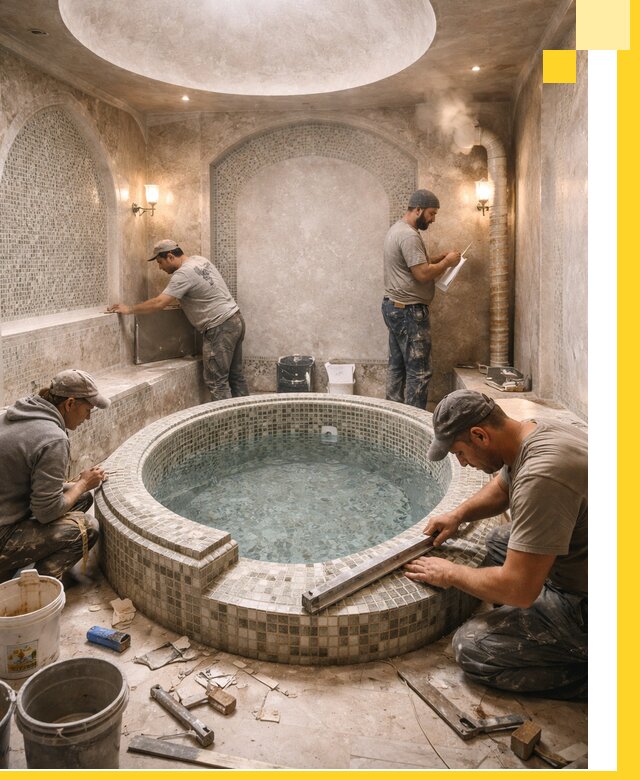 Профессиональное строительство хамама с бассейном в Серове под ключ