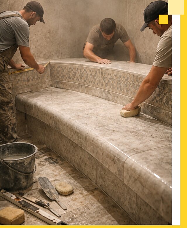 Изготовление и установка сидений для хамама в Серове