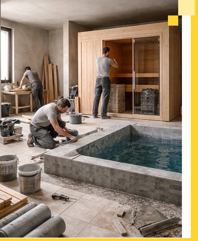 SPA зоны под ключ с бассейном сауной и печью в Серове